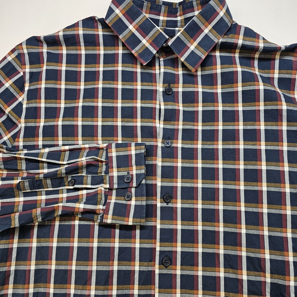 Express 1MX Men's XL Slim Plaid Button Down Shirt Stretch Cotton Long Sleeve